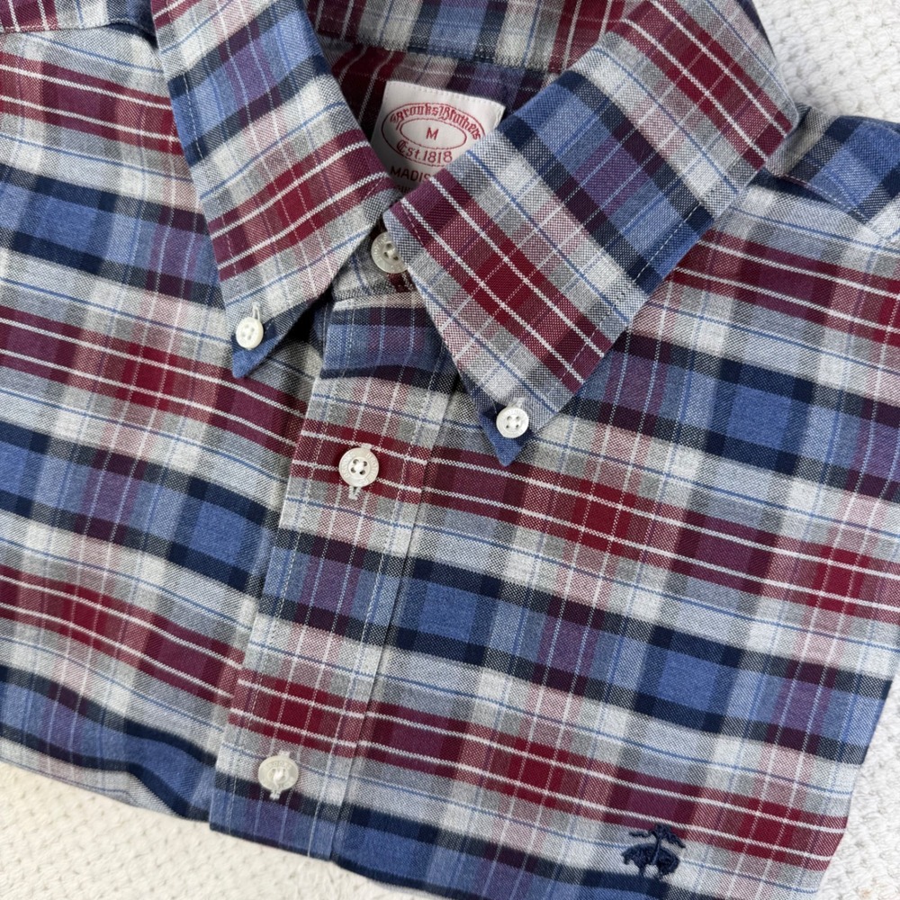Brooks Brothers Madison Non-Iron Supima Cotton Plaid Button Down Shirt Mens M